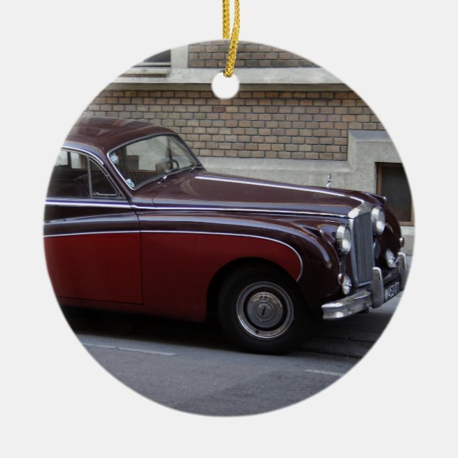 Red Jaguar Mark IX Ceramic Tree Decoration (Front)