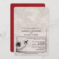 Red Jamaica Passport Wedding Invitation
