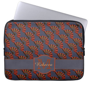 Red Japanese Antique Fans Elegant Personalised Laptop Sleeve
