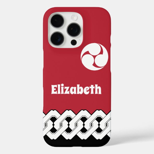 Red Japanese Chain and Spiral Pattern Case-Mate iPhone Case (Back)