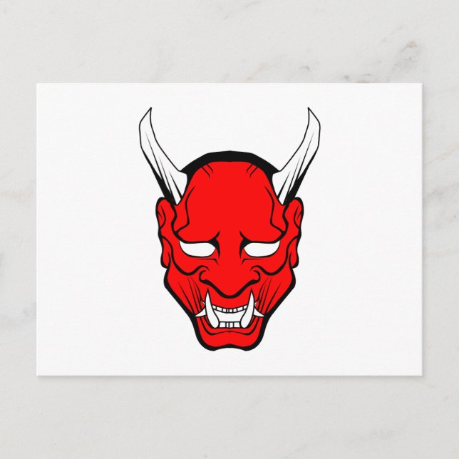 Red Japanese Hannya Mask Postcard (Front)