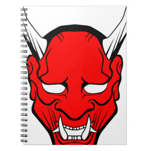 Red Japanese Hannya Mask Spiral Notebook