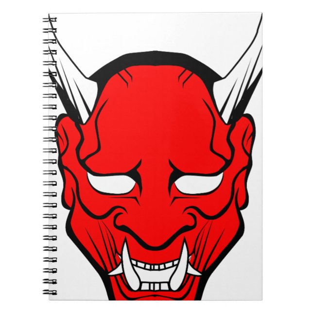 Red Japanese Hannya Mask Spiral Notebook (Front)
