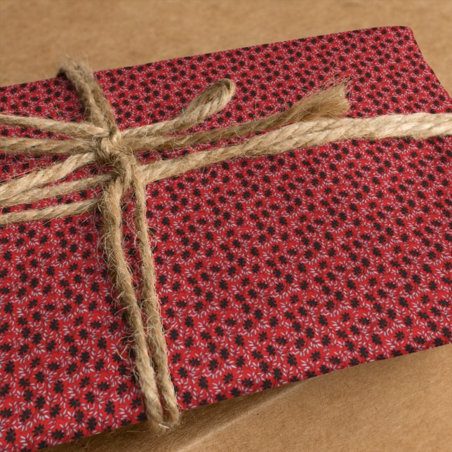 Red Japanese Kimono Print Flower Wrapping Paper (Creator Uploaded)