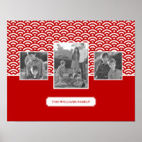 Red Japanese Pattern | Family Photos & Text