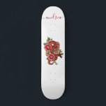 Red Japanese Snake Dragon Tattoo Style & Name Cool Skateboard<br><div class="desc">This cool skateboard featuring red Japanese dragon illustration would make an amazing gift for someone,  who's into skateboarding! Easily add the desired name by clicking on the "personalise this template" option.</div>
