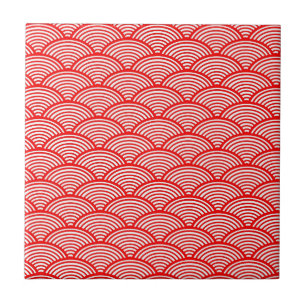 Red Japanese Wave Tile