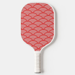 Red Japanese waves pattern Pickleball Paddle