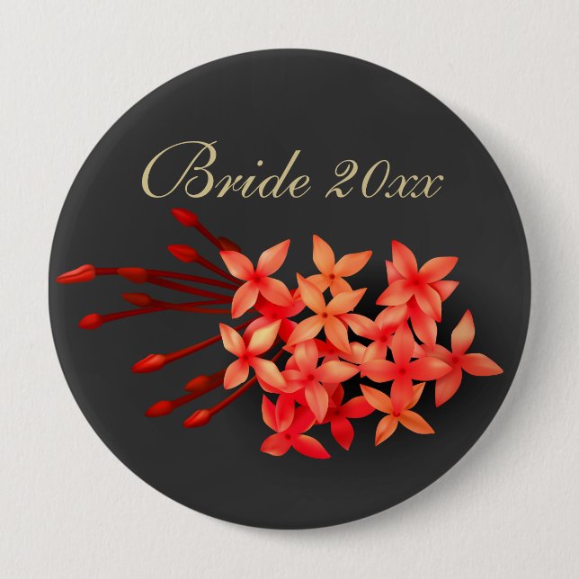 Red Jasmine Dark Tropical Wedding 10 Cm Round Badge (Front)