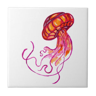 Red Jellyfish Tile