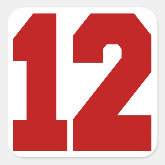 Red Jersey Number 12 Square Sticker (Front)