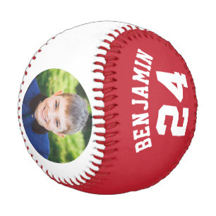 Red Jersey Number and Photo Baseball