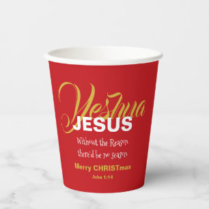 Red JESUS REASON SEASON Christmas  Paper Cups
