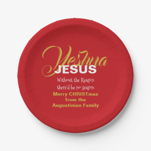 Red JESUS REASON SEASON Christmas Paper Plate