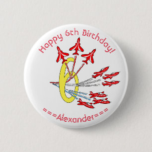 Red Jet Planes 6th Birthday Badge