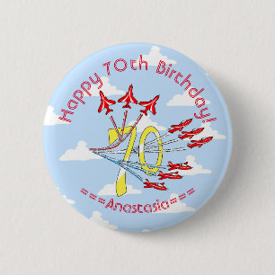 Red Jet Planes - 70th Birthday (Blue Sky) Badge