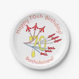 Red Jet Planes 70th Paper Plates