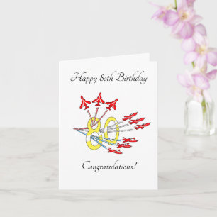 Red Jet Planes 80th Birthday Card