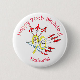 Red Jet Planes - 90th Birthday Badge