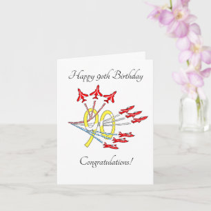 Red Jet Planes 90th Birthday Card