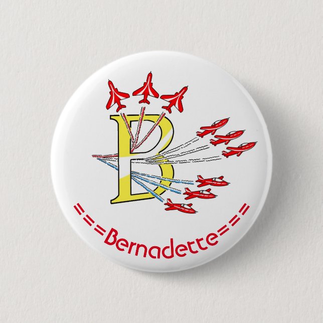 Red Jet Planes B Initial Badge (Front)