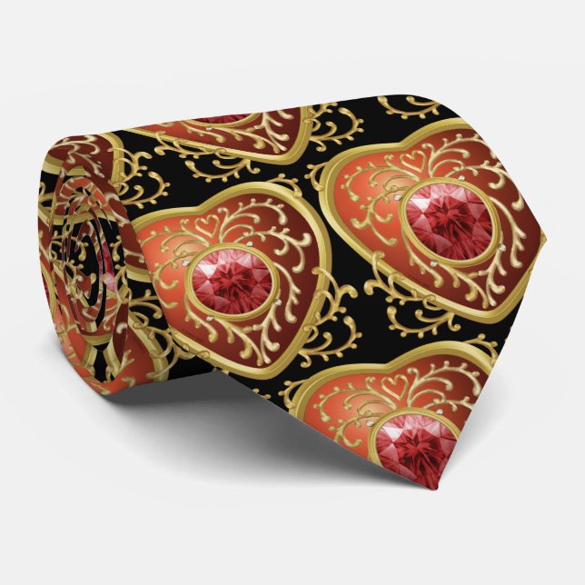 Red Jewel Fairy Heart  Tie (Rolled)