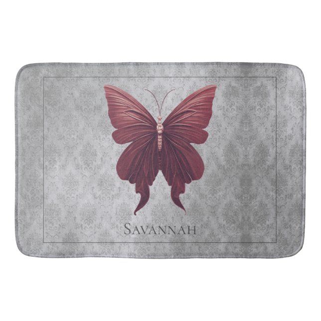 Red Jewelled Butterfly Bath Mat (Front)
