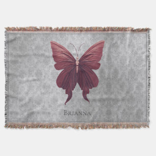 Red Jewelled Butterfly Throw Blanket