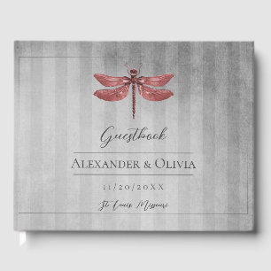 Red Jewelled Dragonfly Wedding Guest Book