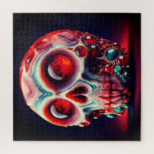 Red Jewelled Geode Skull Jigsaw Puzzle