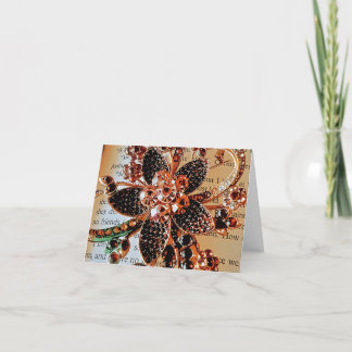 Red jewelled pin on print card or digital download