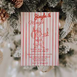 Red Jingle & Mingle Christmas Santa Claus Party Invitation