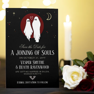 Red Joining of Souls Halloween Wedding Save The Date