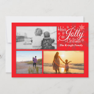 Red Jolly Christmas Snowflake Holiday Photo Card