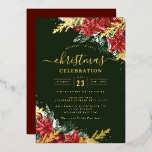 Red Jolly Gold Leaf Foliage Christmas Party