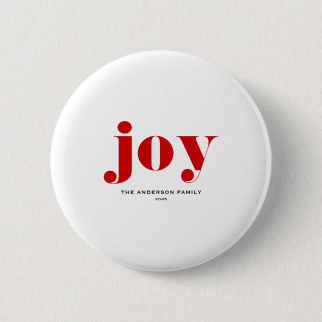 Red Joy Bold Tygraphy Modern Christmas  6 Cm Round Badge (Front)
