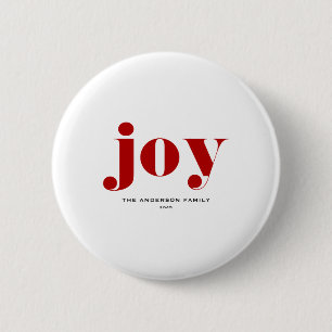 Red Joy Bold Tygraphy Modern Christmas 6 Cm Round Badge