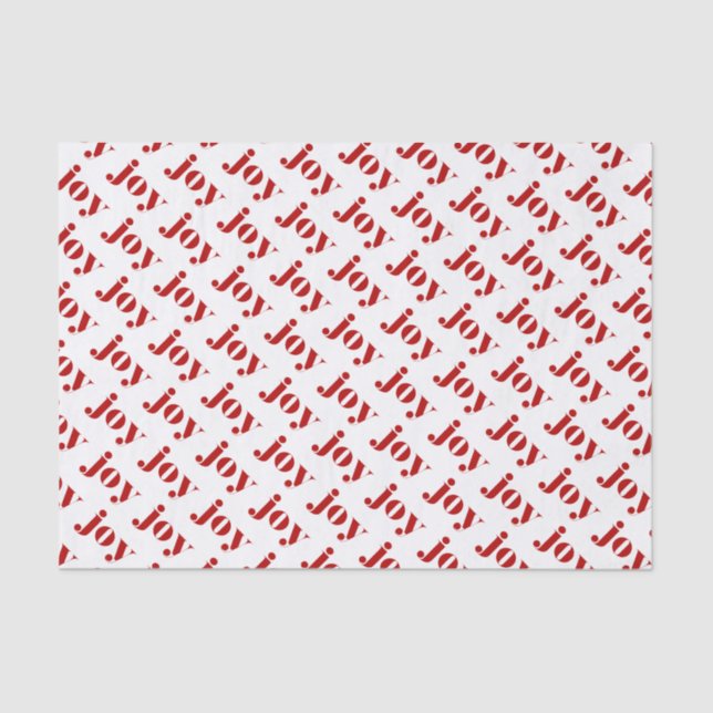 Red JOY Bold Typography Pattern Modern Christmas Tissue Paper (Front)