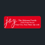 Red Joy Christmas Return Address Labels<br><div class="desc">Share your holiday joy with all your friends and family with these fun return address labels.</div>