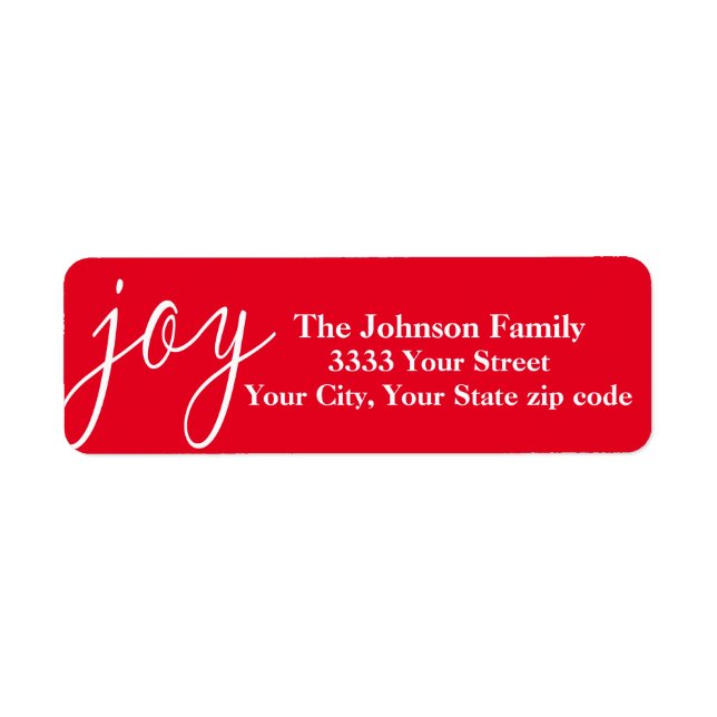 Red Joy Christmas Return Address Labels (Front)