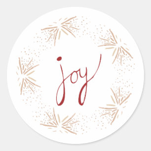 Red joy Christmas sticker with golden elements