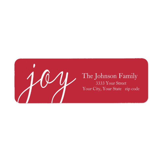 Red Joy Return Address Labels (Front)