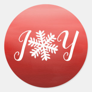 Red Joy Snowflake Classic Round Sticker
