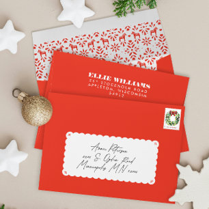 Red Joy Swedish Dala Horse Holiday Envelope