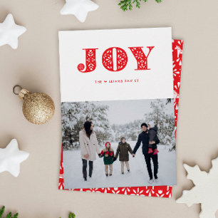 Red Joy Swedish Dala Horse Photo Holiday Card