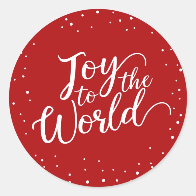 Red Joy to the World Holiday Classic Round Sticker (Front)