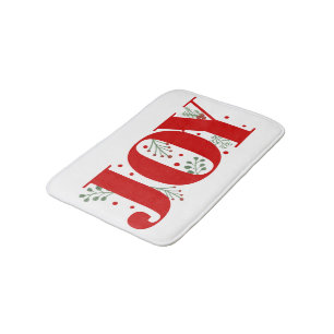 Red Joy with berries Christmas holiday Bath Mat