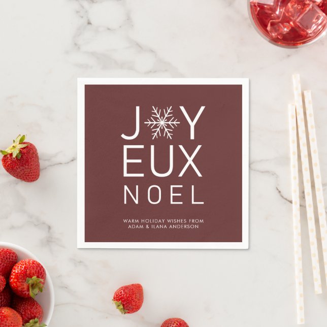 Red Joyeux Noel Minimalist Holiday Paper Napkin (Insitu)