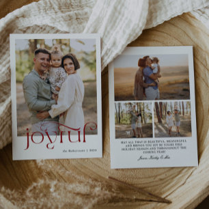 Red Joyful Modern Typography Photo Holiday Card