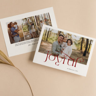 Red Joyful Modern Typography Photo Holiday Card